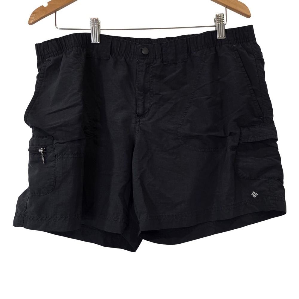 Columbia Women's Cargo Shorts Size Large Black Nylon Utility Hiking Pockets